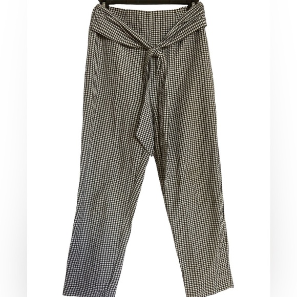 Free People Checkered Pant with Tie and Zipper Size 2 - Picture 1 of 11